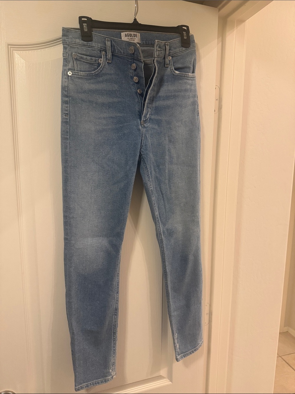 AGOLDE Nico High Rise Slim Embark Light Wash Button Denim Size 25